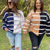 PREORDER: Exceptional Thought Striped Patchwork Sweater in Three Colors