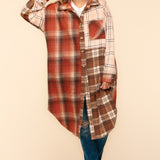 Flannel Plaid Oversized Shacket with Pockets