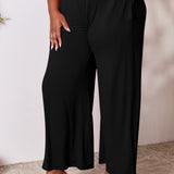 Double Take Full Size Smocked Wide Waistband Wide Leg Pants