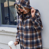 Ivy Lane Plaid Button Up Long Sleeve Hooded Jacket