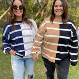 PREORDER: Exceptional Thought Striped Patchwork Sweater in Three Colors