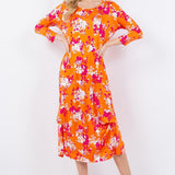 Celeste Full Size Pick-Up Hem Asymmetric Floral Midi Dress