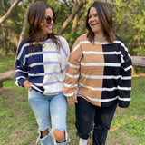 PREORDER: Exceptional Thought Striped Patchwork Sweater in Three Colors