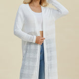 Double Take Full Size Open Front Longline Cardigan