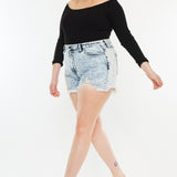 Kancan Full Size Distressed High Waist Denim Shorts