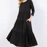 Celeste Full Size Tiered Midi Dress with Pockets