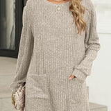 Pocketed Round Neck Long Sleeve T-Shirt