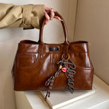 PU Leather Handbag with Pendant