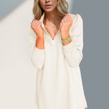 Double Take Textured Quarter Zip Long Sleeve Dress