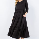 Celeste Full Size Tiered Midi Dress with Pockets