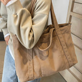 Corduroy Solid Large Tote Bag