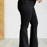 Etta High Rise Control Top Flare Jeans in Black