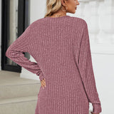 Pocketed Open Front Long Sleeve Cardigan