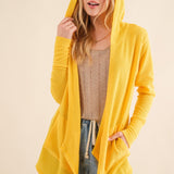 And The Why Full Size Thermal Hooded Open Front Cardigan with Pockets