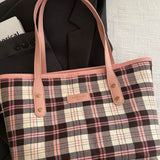 Plaid PU Leather Tote Bag