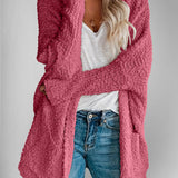 Double Take Pocketed Open Front Long Sleeve Cardigan