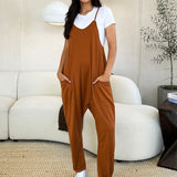 Double Take Full Size Sleeveless V-Neck Pocketed Jumpsuit