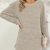 Pocketed Round Neck Long Sleeve T-Shirt