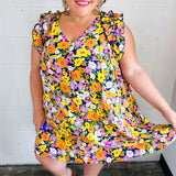 Indigo & Lemon Floral Babydoll Ruffle Dress