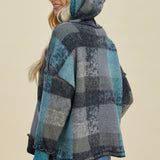 Double Take Full Size Plaid Dropped Shoulder Hoodie