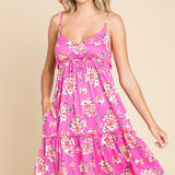 Culture Code Full Size Floral Ruffled Cami Dress