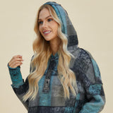 Double Take Full Size Plaid Dropped Shoulder Hoodie