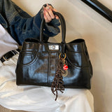 PU Leather Handbag with Pendant