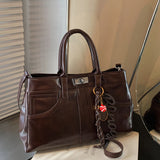 PU Leather Handbag with Pendant