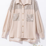 Sequin Button Up Dropped Shoulder Jacket