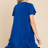 Culture Code Full Size Short Sleeve Ruffled Asymmetric Hem Dress