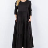 Celeste Full Size Tiered Midi Dress with Pockets