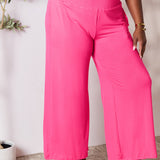 Double Take Full Size Smocked Wide Waistband Wide Leg Pants