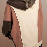 Plus Size Color Block Long Sleeve Hoodie