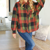 Rock'n Plaid Olive & Rust Button Down Oversized Shirt