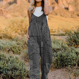 Full Size Printed V-Neck Sleeveless Jumpsuit