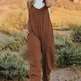 Double Take Full Size Sleeveless V-Neck Pocketed Jumpsuit