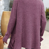 Open Front Long Sleeve Ribbed Cardigan