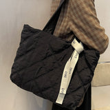 Quilted Nylon Large Tote Bag