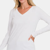 Zenana Full Size V-Neck Long Sleeve T-Shirt