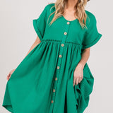 SAGE + FIG Full Size Button Up Short Sleeve Dress