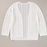 Openwork Open Front Dropped Shoulder Cardigan