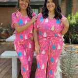 Pink Trees Pajama Set