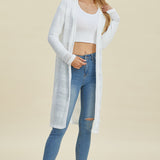 Double Take Full Size Open Front Longline Cardigan