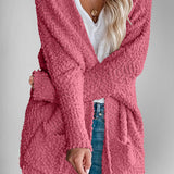 Double Take Pocketed Open Front Long Sleeve Cardigan