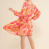 And The Why Full Size Printed Tie Back Long Sleeve Dress