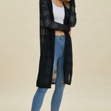 Double Take Full Size Open Front Longline Cardigan