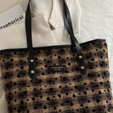 Heart Plaid PU Leather Strap Tote Bag