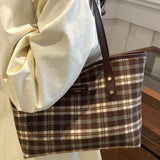 Plaid PU Leather Tote Bag