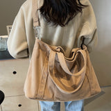 Corduroy Solid Large Tote Bag