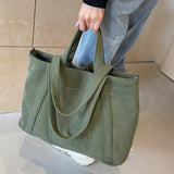 Corduroy Solid Large Tote Bag